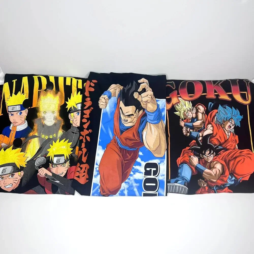 Naruto and DragonballZ Size XS Graphic Shirts Set of 3